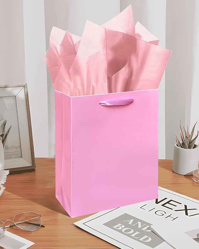Gcardist Pink Gift Bags with Tissue Paper - Image 6