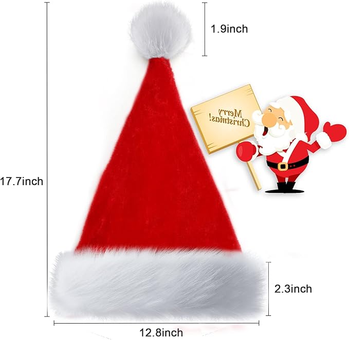 Santa Hat for Adults Christmas Hat Red Velvet Double-Layer Thickening Unisex - Image 6