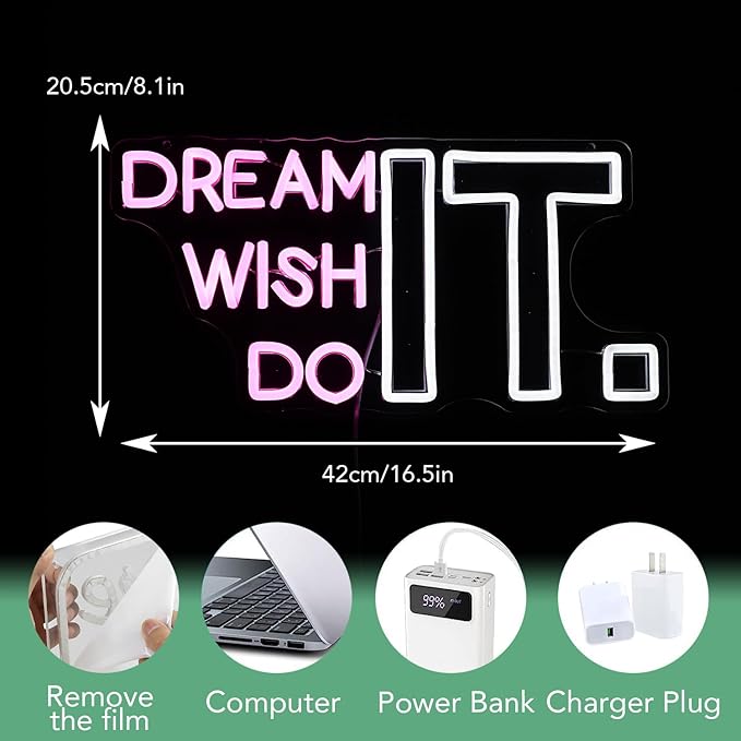 Dream It Wish It Do It Neon Sign Dimmable Letters Neon Light Signs - Image 2