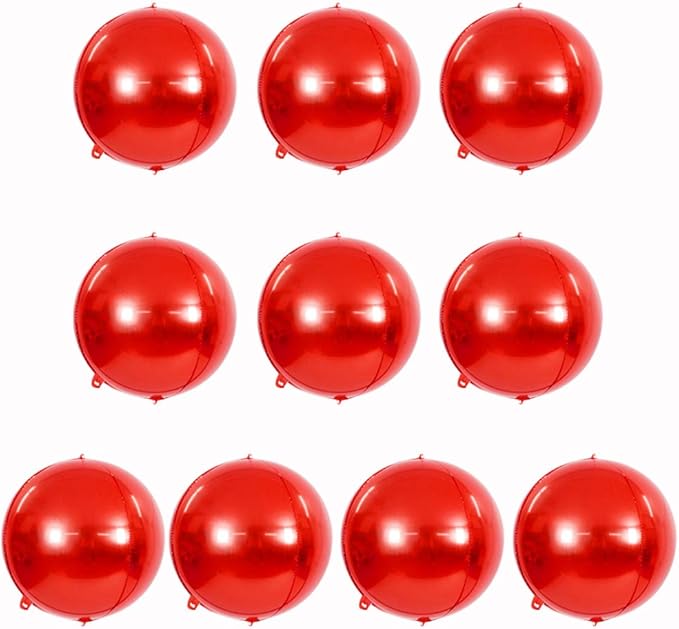 10 pcs Red 4D balloon, 10 inch Foil Mylar Sphere Balloon by Beishida
