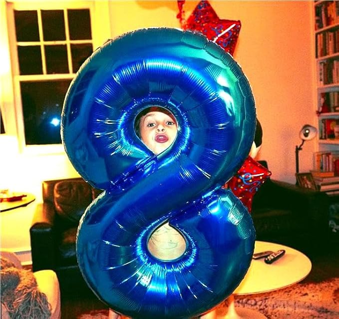 Navy Blue Giant Number 8 Balloon 40 Inch, 8th Eight Blue Birthday Decorations - Image 3