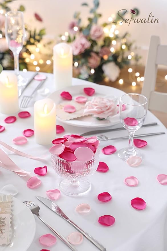 Serwalin 300Pcs Silk Rose Petals Fuschia Flower Petals - Image 3