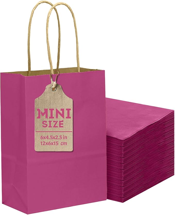 qiqee 24 Pcs Rosy Mini Paper Gift Bags by Qiqee