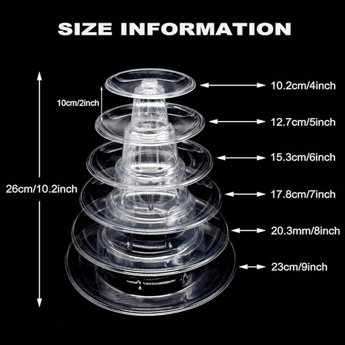 6 Tiers Macaroon Tower Stand, Round Macaron Tower Cake Display Rack Plastic - Image 3
