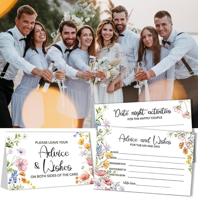 50Pcs Flower Wedding Advice Cards - Image 3