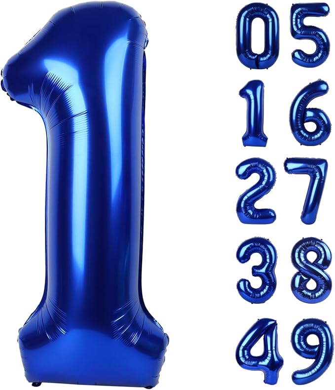 Night Blue Number 1 Balloon 40 inch, Number 1 Birthday Balloon by Upgesy