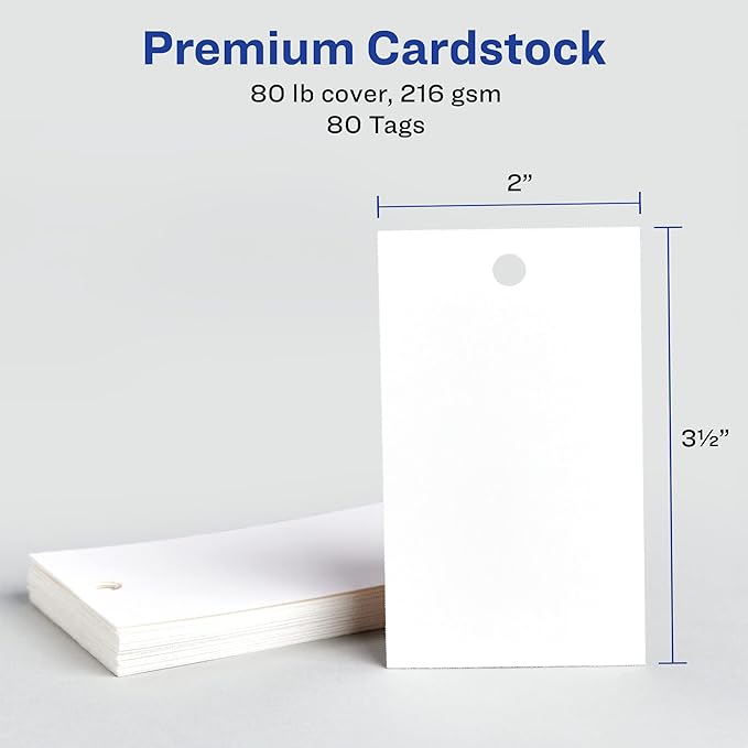 Avery Rectangle Tags, Sure Feed Technology, Matte White, Strings Included - Image 8