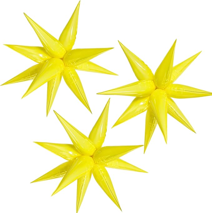 3pcs 26inch macaron yellow Star foil balloons.macaron yellow Explosion Star by Enimapod