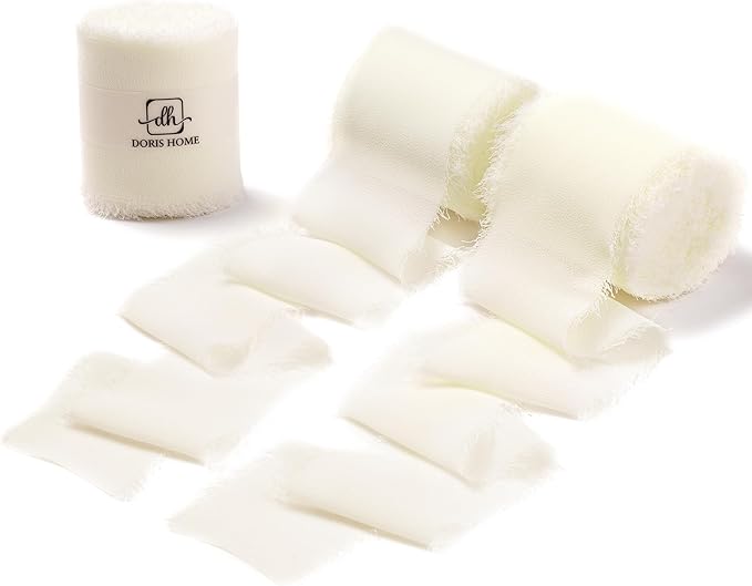 DORIS HOME Cream White Chiffon Ribbon by DorisHome
