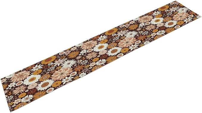 Boho Floral Table Runner, Vintage Country Farmhouse Daisy Flowers Modern - Image 2