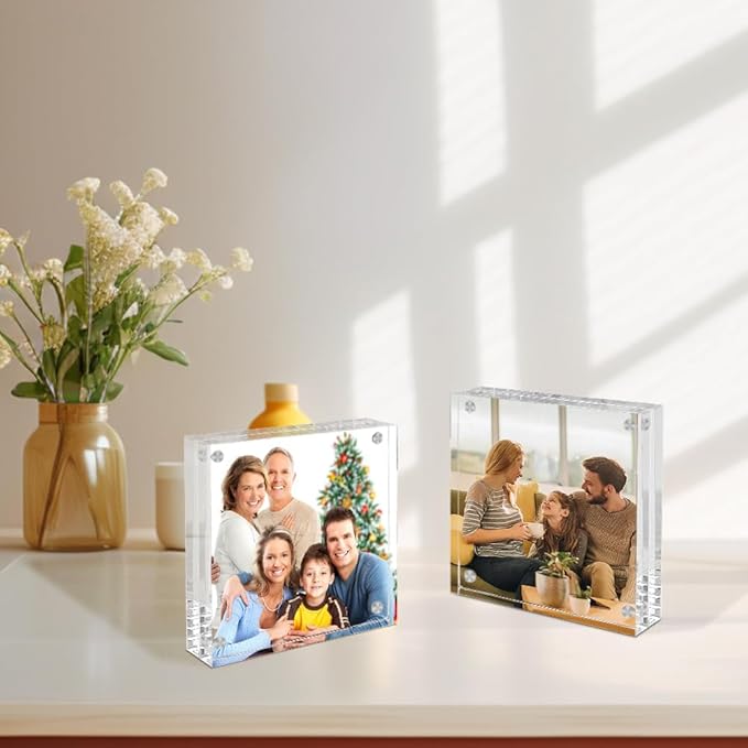 4 Pack Square Acrylic Picture Frames 4x4 Clear Photo Frame Business Card Frame - Image 7