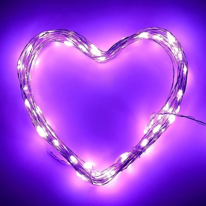ANJAYLIA 2 Pack 16Ft 50 LED Purple Fairy Lights Battery Operated String Lights - Image 2
