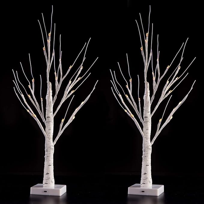 Sunnyglade 2PCS 2Ft 24 LED Birch Tree Light Bonsai Tree Light Warm White by Sunnyglade