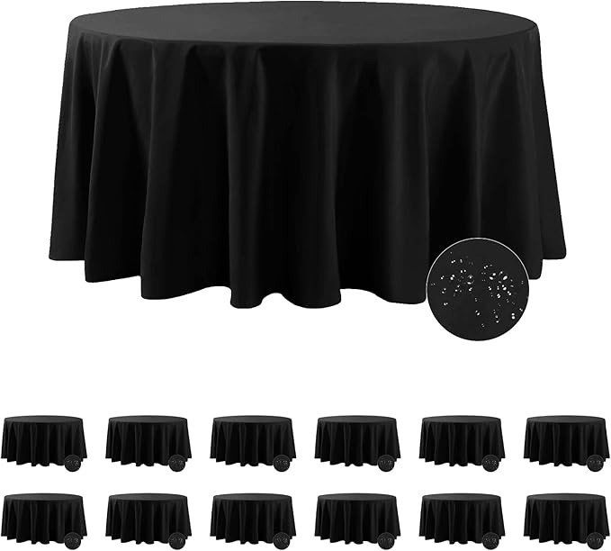 Fokitut 12 Pack Waterproof Round Tablecloth, 132 Inch, Stain Resistant and by BalsaCircle