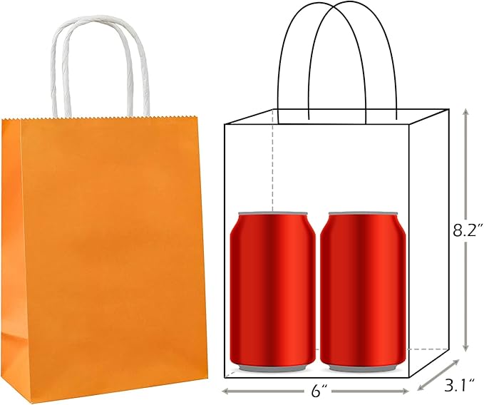 25 PCS Small Gift Bags Orange Kraft Paper Bags - Image 2