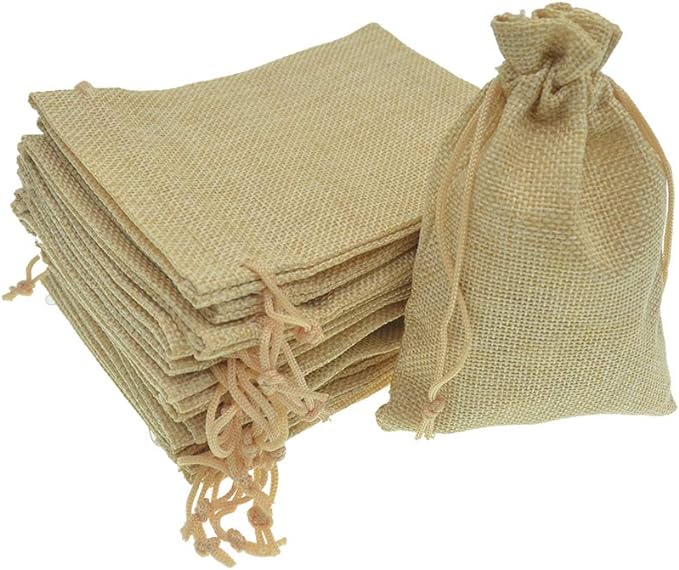 20Pcs Burlap Bags with Drawstring, Linen Gift Bags Jewelry Pouches Sacks by Bezall