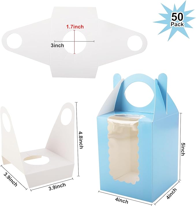 Individual Cupcake Boxes 4x4x5 Inches Disposable Pastry Tray Boxes, - Image 2