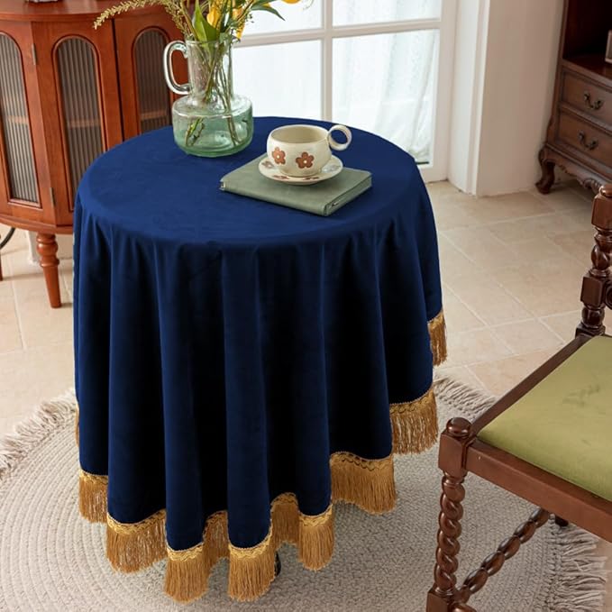 F-CHU Blue Tablecloth Thickset Velvet Tablecloth - Image 3