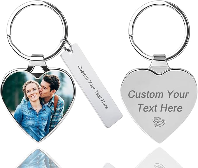 Custom Keychain with Picture Double-sided Personalized Photo Text Keychain by Unknown