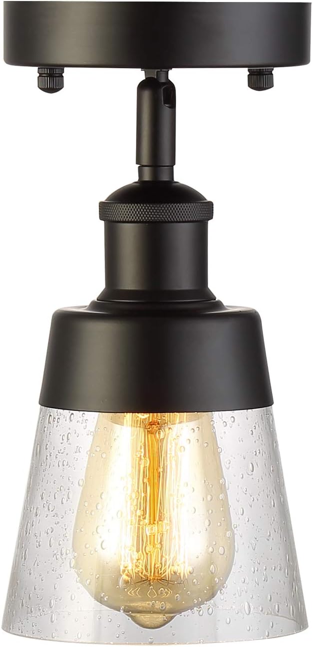 Fivess Lighting Industrial Glass Semi Flush Mount Ceiling Light, 9.45x4.72x4.72 by Unknown