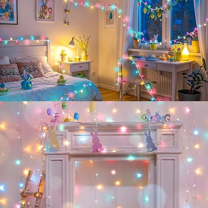 LAMPHOME Colorful String Lights, 66 ft 200 LED Pastel Easter Lights 11 Modes - Image 3