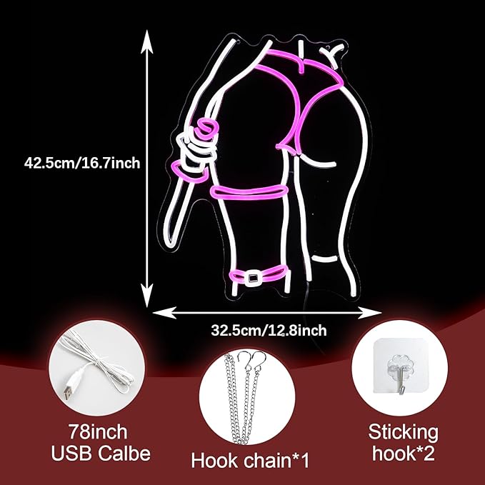 Lady Neon Sign Dimmable USB Powered Girl Back Neon Light - Image 2