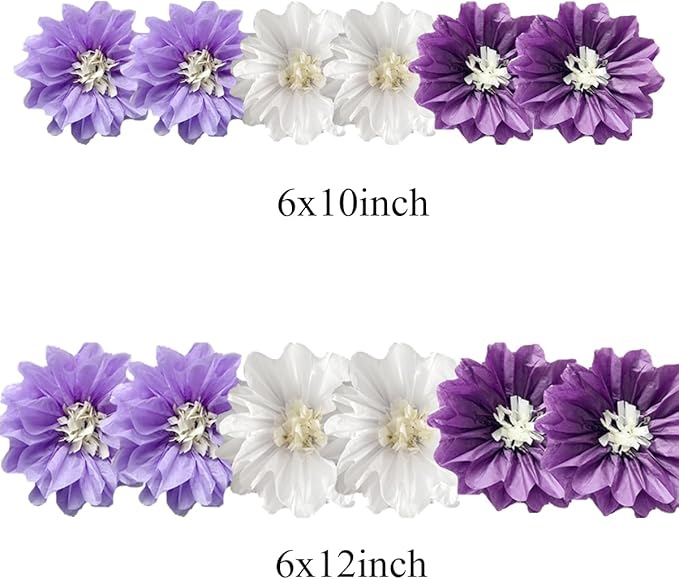 12pcs 10in 12in Paper Pom Poms Hanging Paper Flowers Wall Backdrop Wedding - Image 2