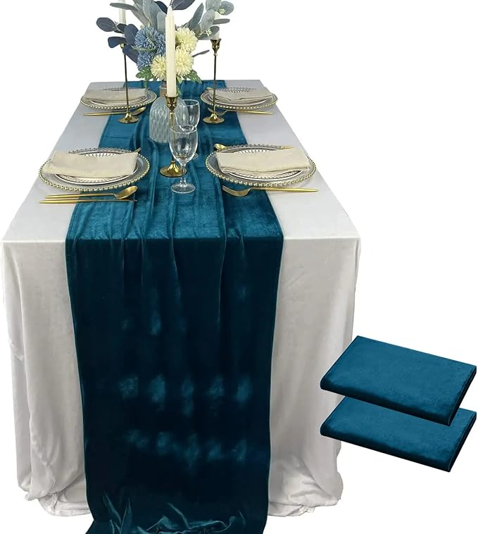 Luxurious Velvet Table Runner, 10ft Wedding Reception Decorations, 20x120inch by EHLDekol