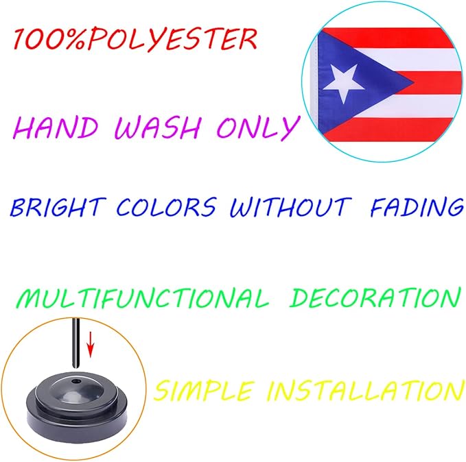 WXTWK 2 Pack Puerto Rico Flag Puerto Rico Deluxe Desk Flag Set - Image 3