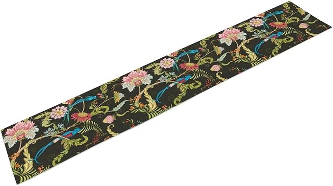 Floral Butterfly Table Runner Seasonal Spring Flower Bird Table Decoration - Image 2