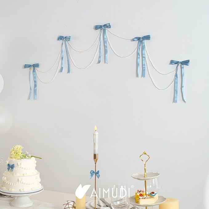AIMUDI Dusty Blue Bows 5 × 10" Satin Bows - Image 9