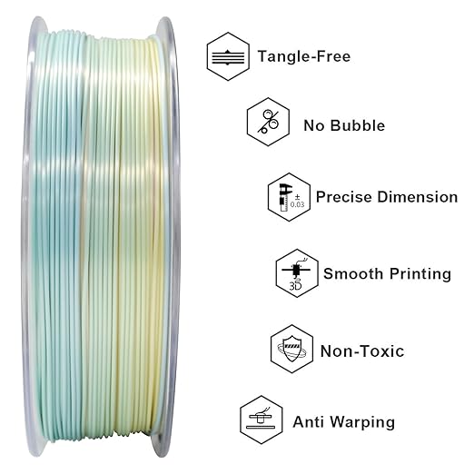 GIANTARM 3D Printer Filament Silk PLA, 1.75mm Gradient Rainbow PLA Color - Image 4