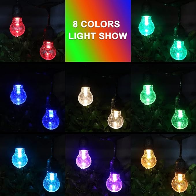 96FT Solar Outdoor String Lights, 30 Shatterproof Edison Bulbs, Dimmable Color - Image 3