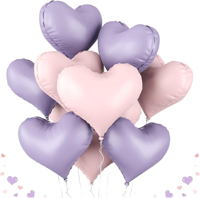 20 Inch Pink Purple Heart Balloons, Pastel Helium Balloon by Paready