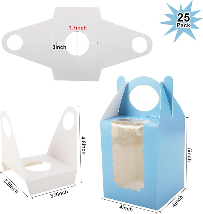 Individual Cupcake Boxes 4x4x5 Inches Disposable Pastry Tray Boxes, - Image 2
