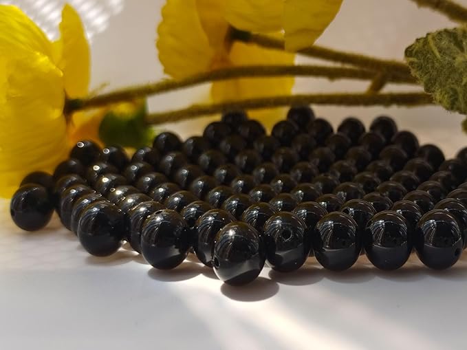 Stone Beads 6mm 140pcs Black Agate Beads Round Loose Gemstones Beads - Image 5