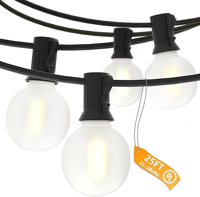 G40 Outdoor Globe Lights, 25FT Globe Christmas Lights by SUNSGNE
