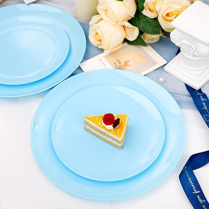 KIRE 60PCS Blue Plastic Plates Disposable - Image 6