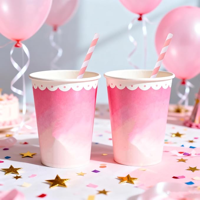 Disposable Pink Paper Straws - Image 3