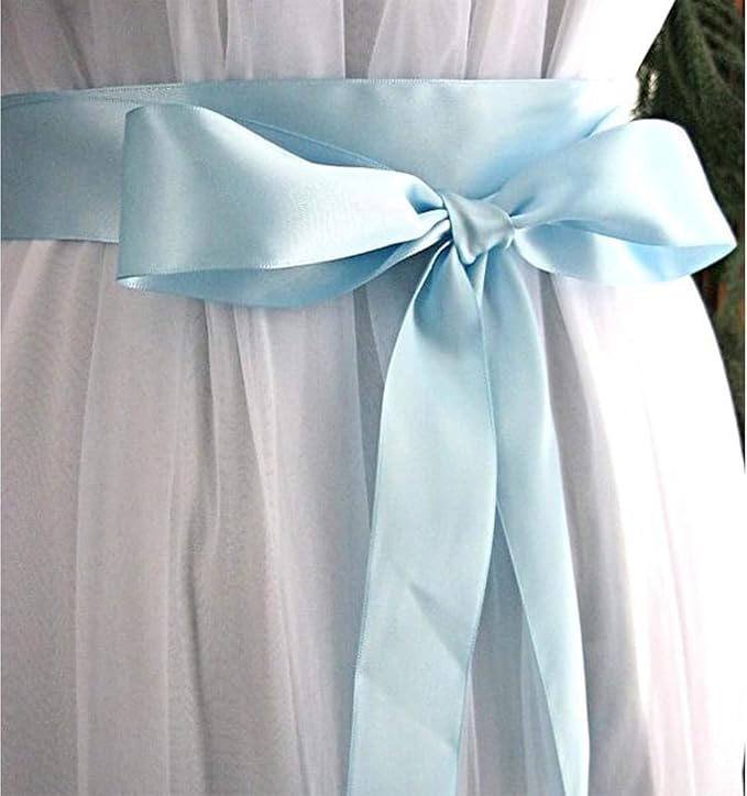 1-1/2 Inch Light Blue Satin Ribbon 50 Yards Solid Fabric Ribbons - Image 5