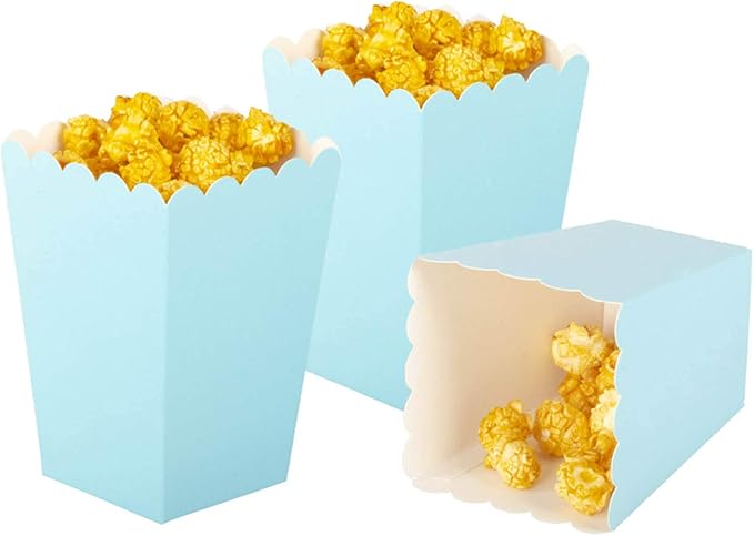 Light Blue Popcorn Boxes Mini Paper Popcorn Box Cardboard Popcorn Container by AimtoHome