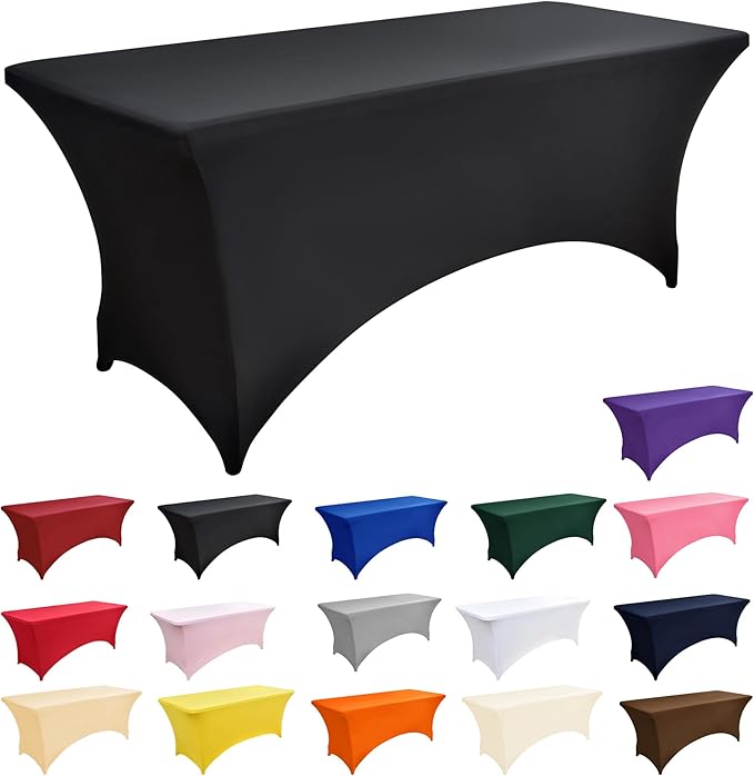 6-Pack 4ft Spandex Black Table Covers - Image 3