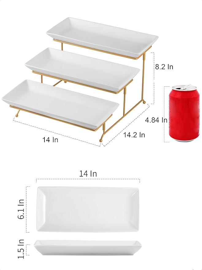 YHOSSEUN 3 Tier Serving Tray for Party, Tiered Serving Platters and Trays - Image 2