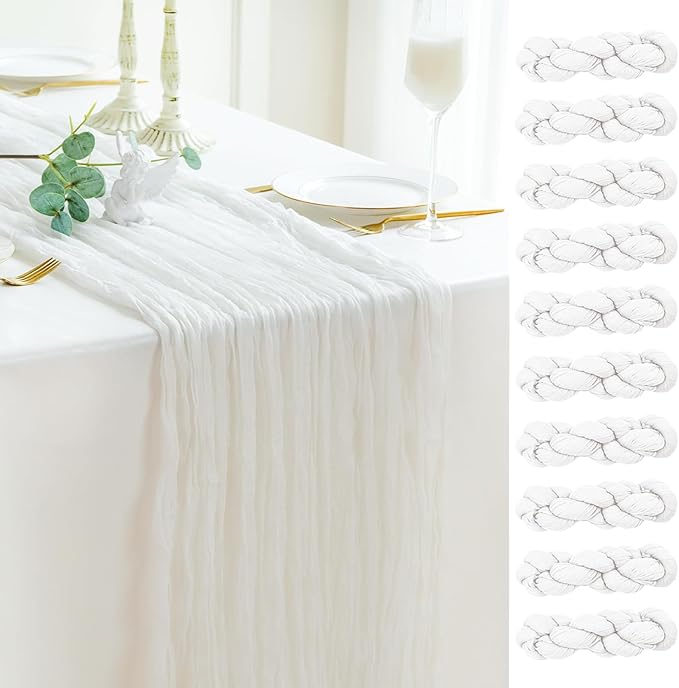 Sioloc Ivory White Cream Cheesecloth Table Runner Fall Autumn Decor by HEALTHYCOMFORTLIFE