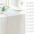 Sioloc Ivory White Cream Cheesecloth Table Runner Fall Autumn Decor by HEALTHYCOMFORTLIFE