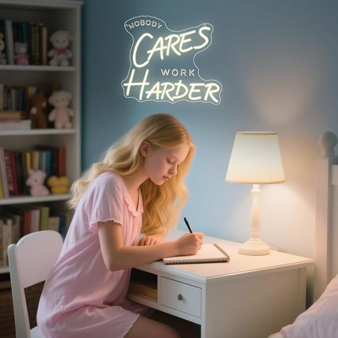 Nobody Cares Work Harder Neon Sign, Motivational Dimmable LED Light Signs - Image 6