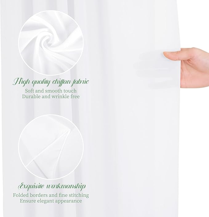 4 Panels White Polyester Wedding Arch Draping Fabric, 28x20 feet Each, Sheer - Image 3