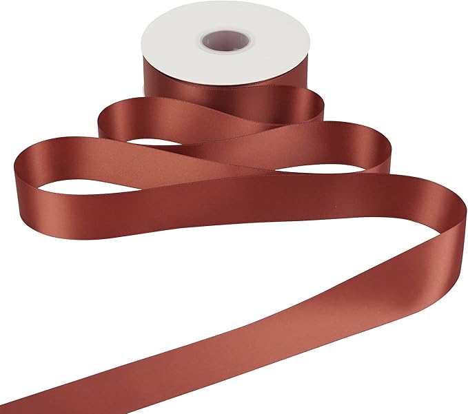 HUIHUANG 1-1/2 inch Double Face Satin Ribbon, Polyester Satin Rust Red Ribbon - Image 6