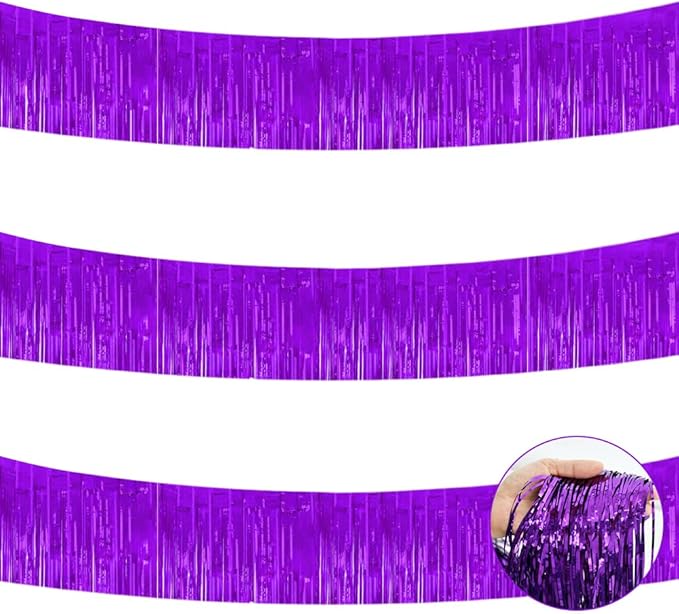 BEISHIDA 3 Packs 30 Feet Metallic Foil Fringe Garland Tinsel Streamers，Shiny by Beishida