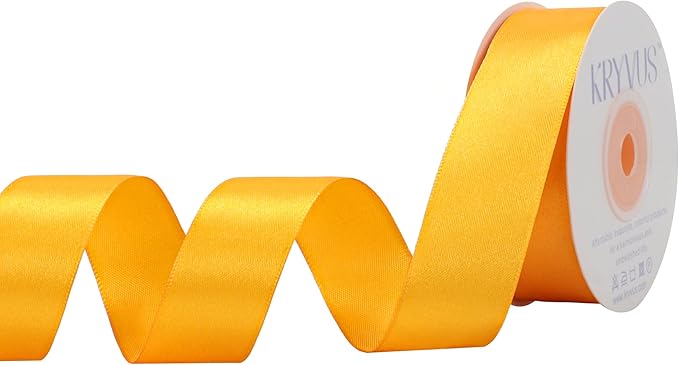 Yellow Satin Ribbon 1 inch X Continuous 25 Yards, Single Face Polyester Ribbon by Kryvusribbon
